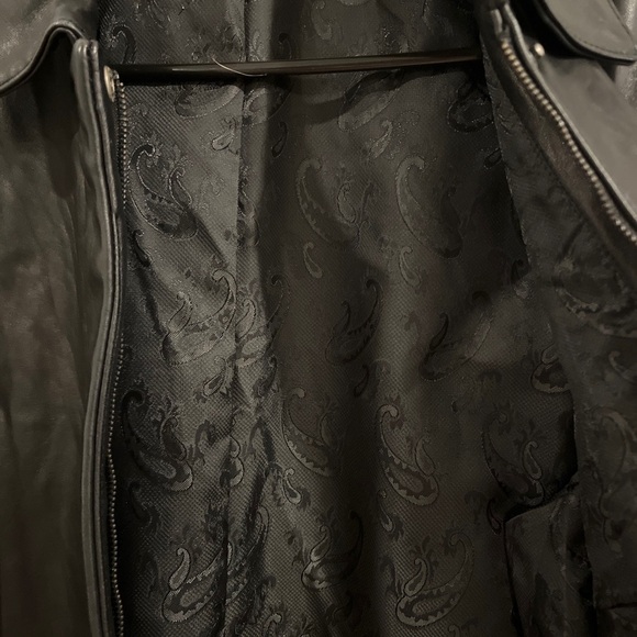 Anne Klein Leather Long Black Jacket Coat 90s Medium Full Zip vintage lambskin - Picture 9 of 9